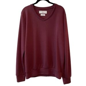 Mizzen Main Men's Large Trim Fit Maroon Long Sleeve V Neck Pullover